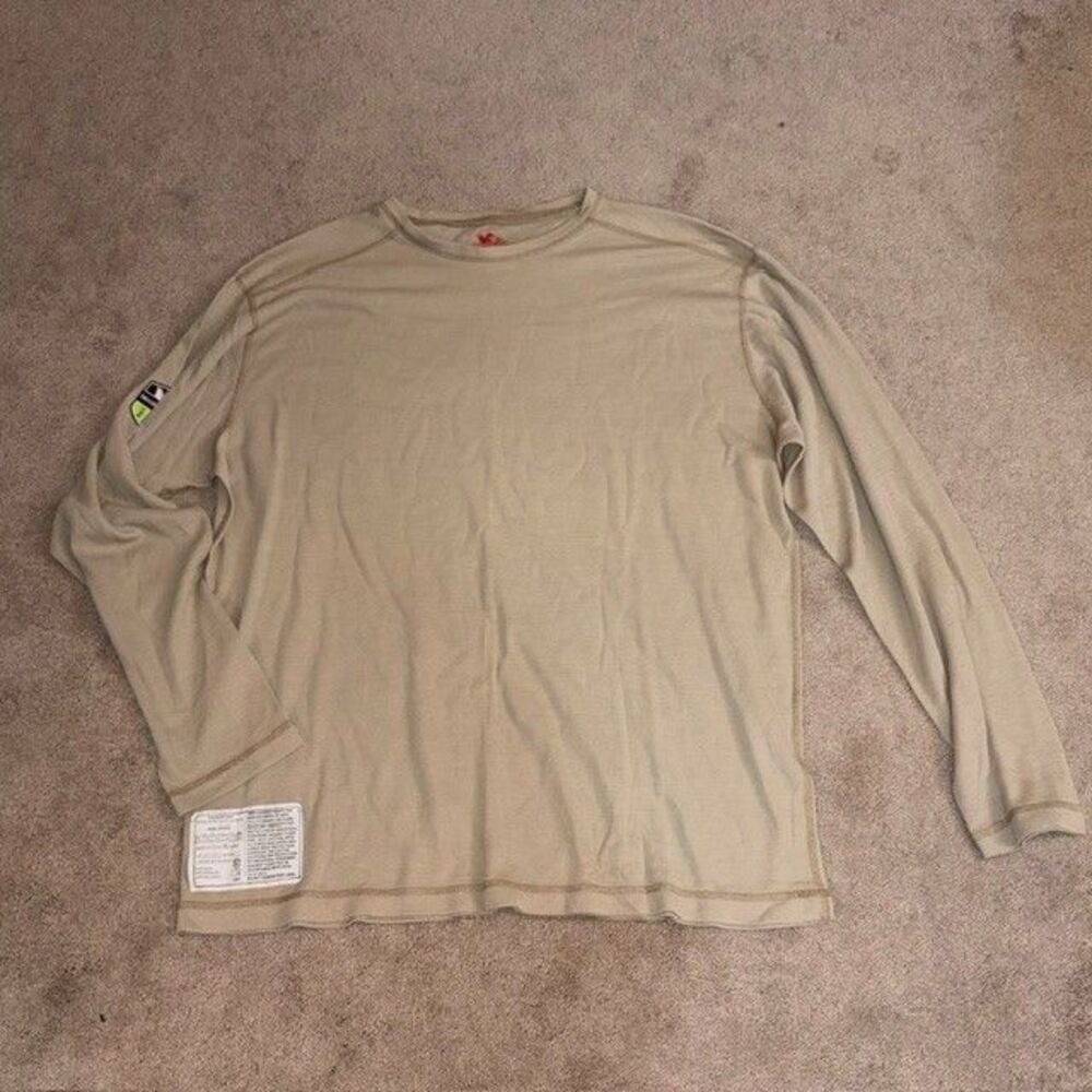 DragonWear Shirt Mens XL Tan Long Sleeve FR Flame Resistant CAT 2 ARC 9 DFHXXX
